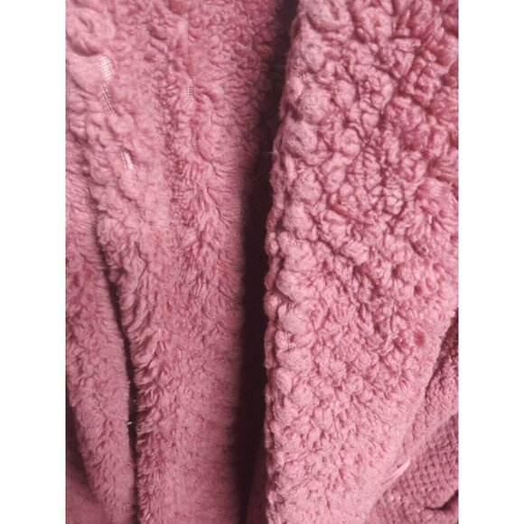 JASMINE ROSE intimate sleep robe/bath robe waffle-plush dusky pink tie pockets - Picture 7 of 8